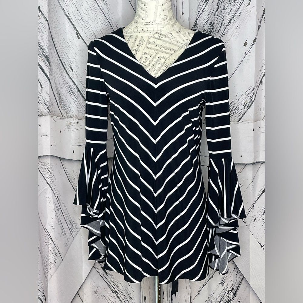 COCO BIANCO TUNIC Stripes Bell Sleeves M